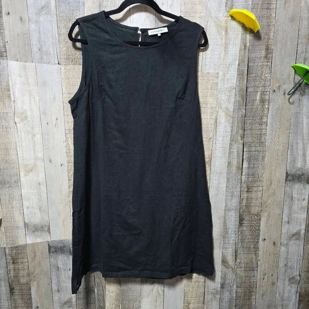 WEWOREWHAT X A-Line Muscle Dress Black XL Linen Blend Minimalist Designer Summer